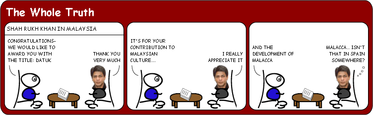SRK Receives Malaysian Award cartoon